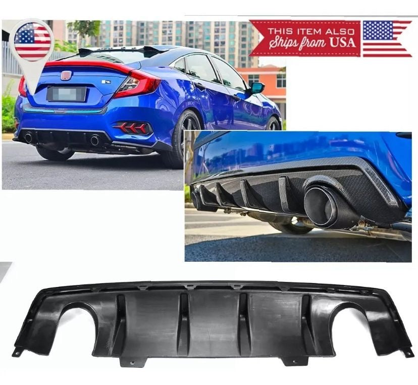 Difusor Traseiro Honda Civic G10 Type-R - Visual Esportivo Carbon Look - Para-choque Agressivo