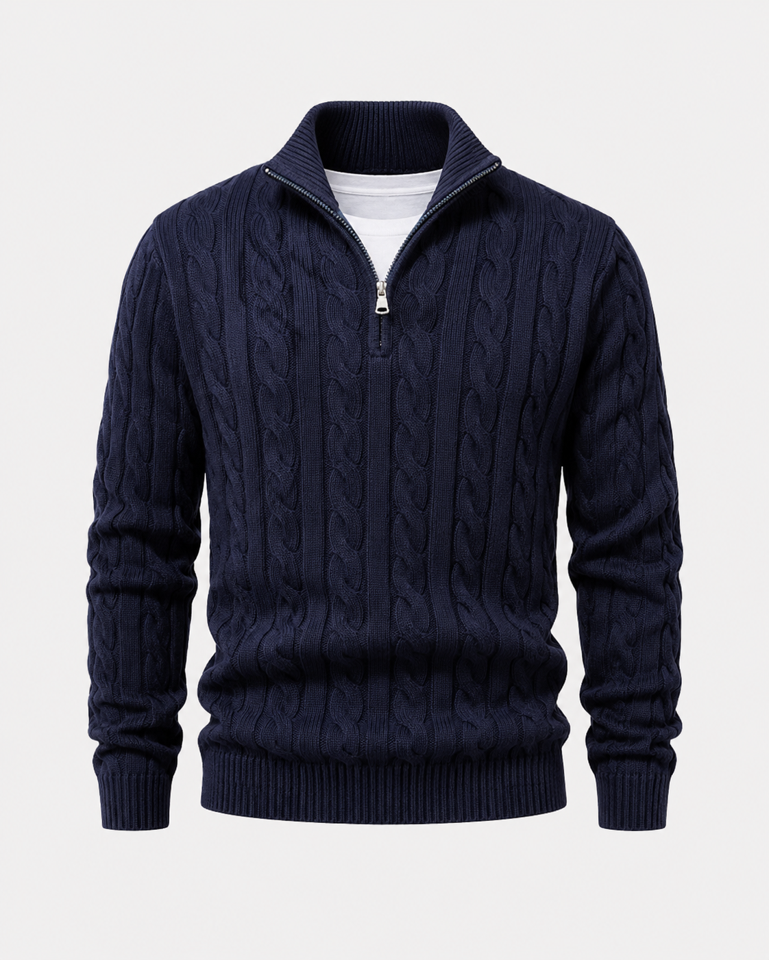 TAEBAEK Zipped Cable Sweater