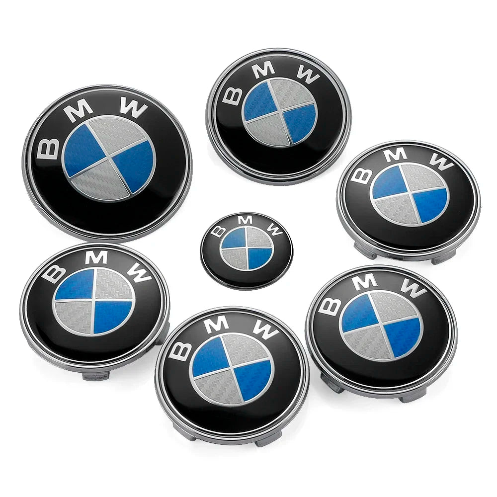 Emblemas BMW Premium 7 Peças - E90 E60 X1 X3 X5 X6 F30 G30 - Visual Exclusivo Fibra Carbono