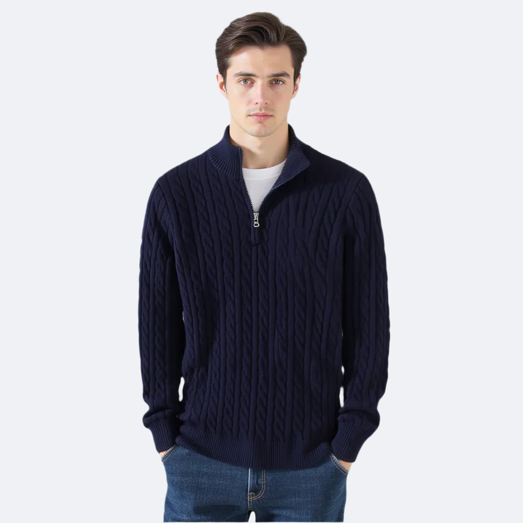 TAEBAEK Zipped Cable Sweater