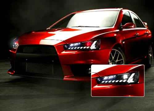 Par de Faróis LED para Mitsubishi Lancer EVO-X (2008-2018) – Peças de Tuning e Estilo Automotivo